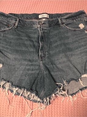 Distressed Denim Cutoff Shorts - Blue - Abercrombie & Fitch